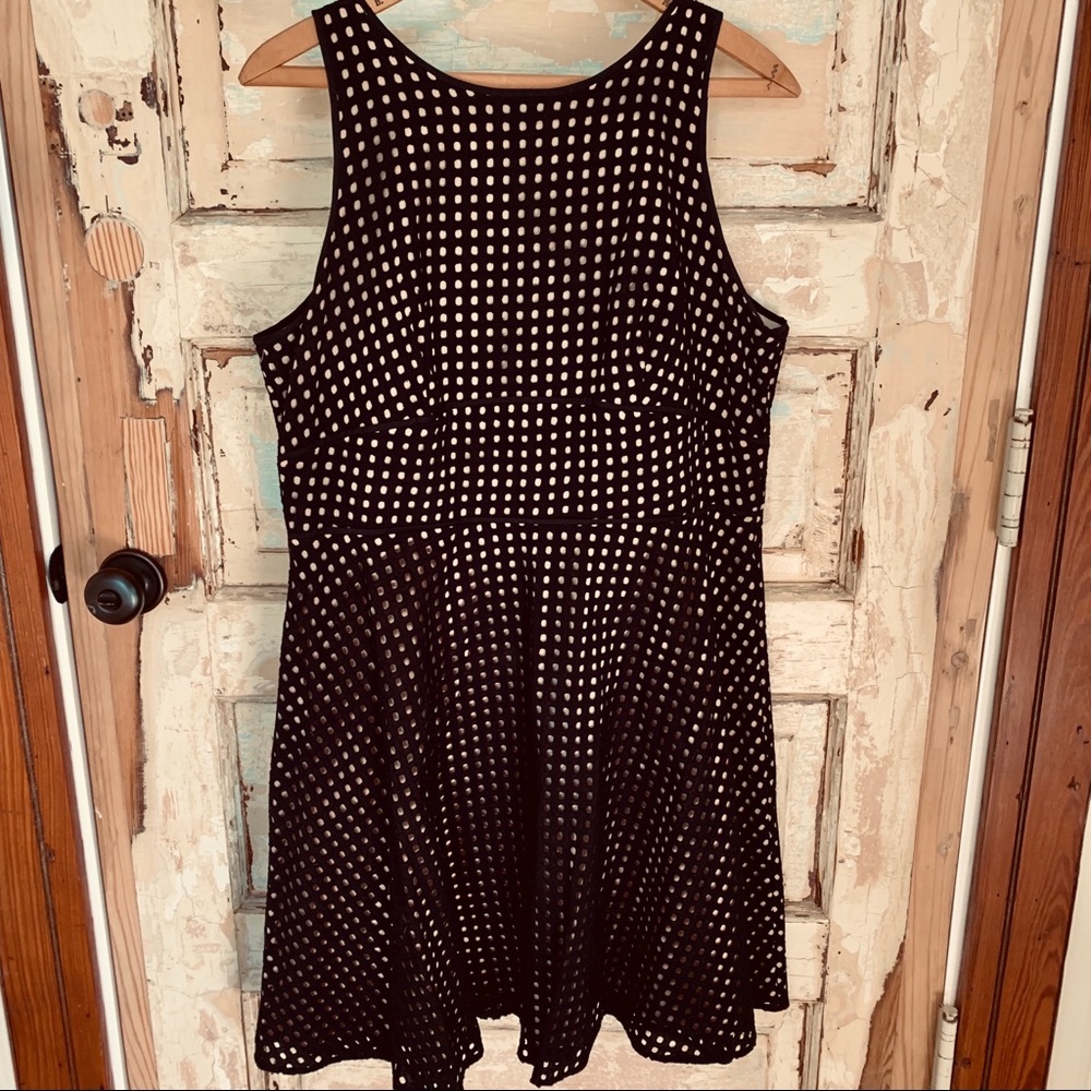 Ann Taylor Loft Nude lined black a line dress